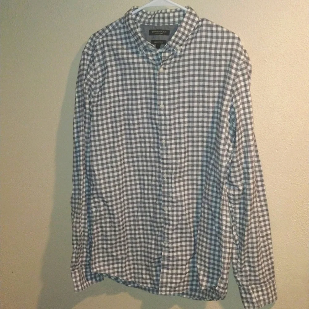 Banana Republic Luxe Flannel Grant Fit Plaid Long Sleeve 100% Cotton LT